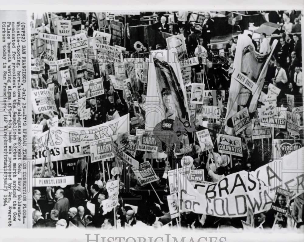 1964 Press Photo Barry Goldwater supporters, San Francisco Republican Convention 1964 Press Photo Barry Goldwater supporters, San Francisco Republican Convention