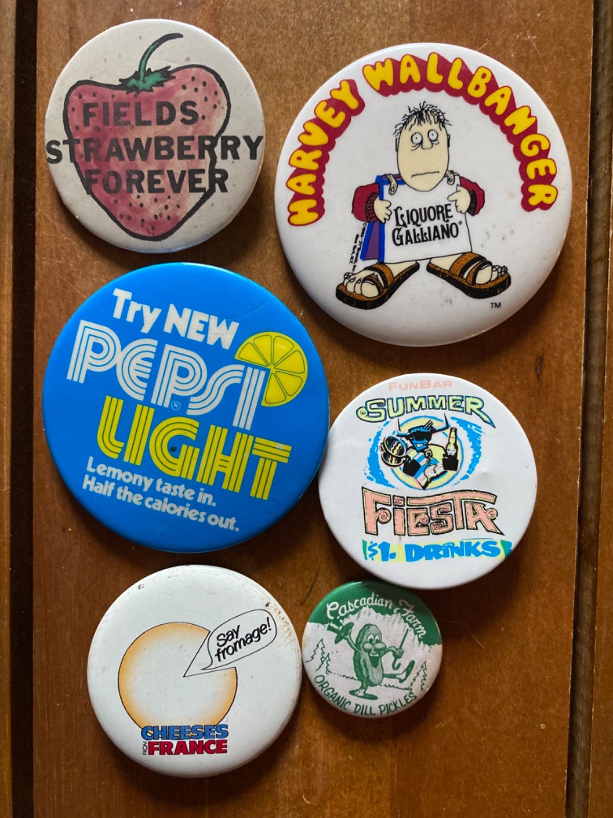 Vintage 1970s Food Drink Advertising Pinback Lot Pepsi Light Harvey Wallbanger 6