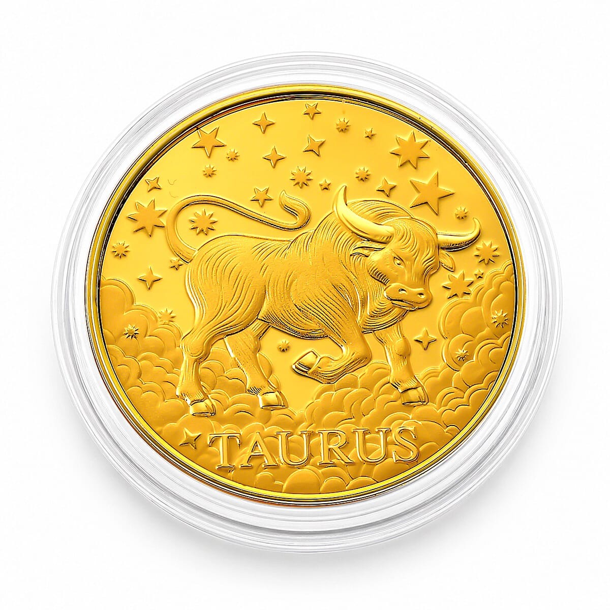 24K Gold Celestial Zodiac Taurus Embossed Double View Coin Sheet 10mg 50mm 24K Gold Celestial Zodiac Taurus Embossed Double View Coin Sheet 10mg 50mm
