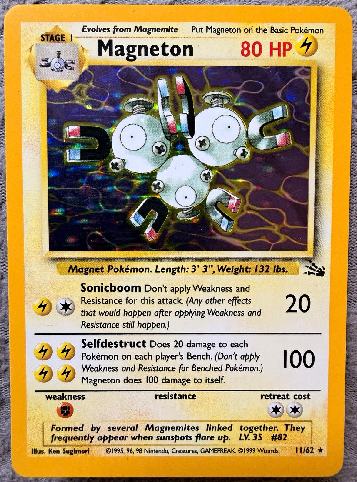 Pokémon Fossil 1999 Magneton Holo 11/62 English WOTC LP