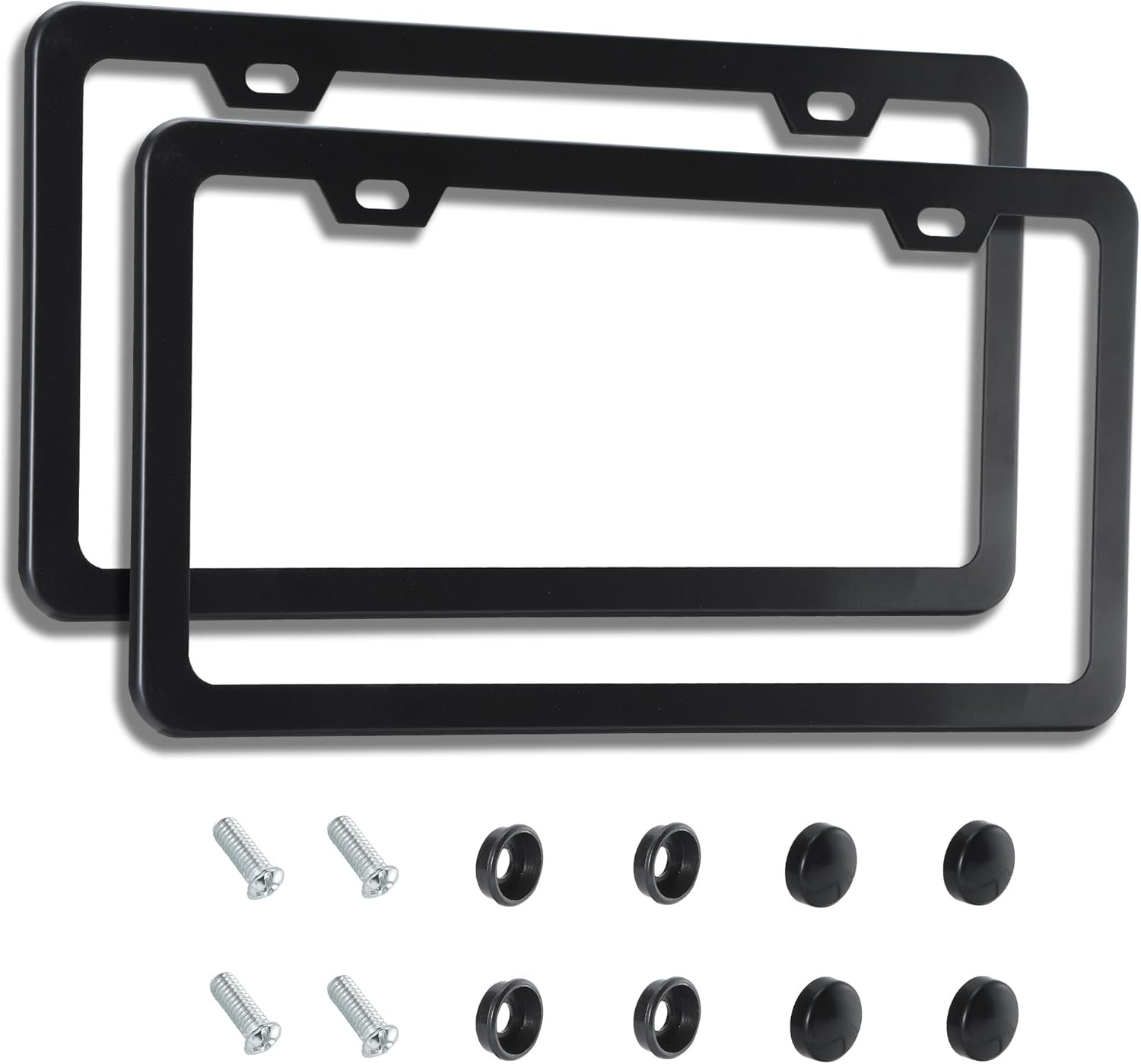 2PCS Matte Black License Plate Frames - No-Cover State Name - Premium Rust Proof 2PCS Matte Black License Plate Frames - No-Cover State Name - Premium Rust Proof