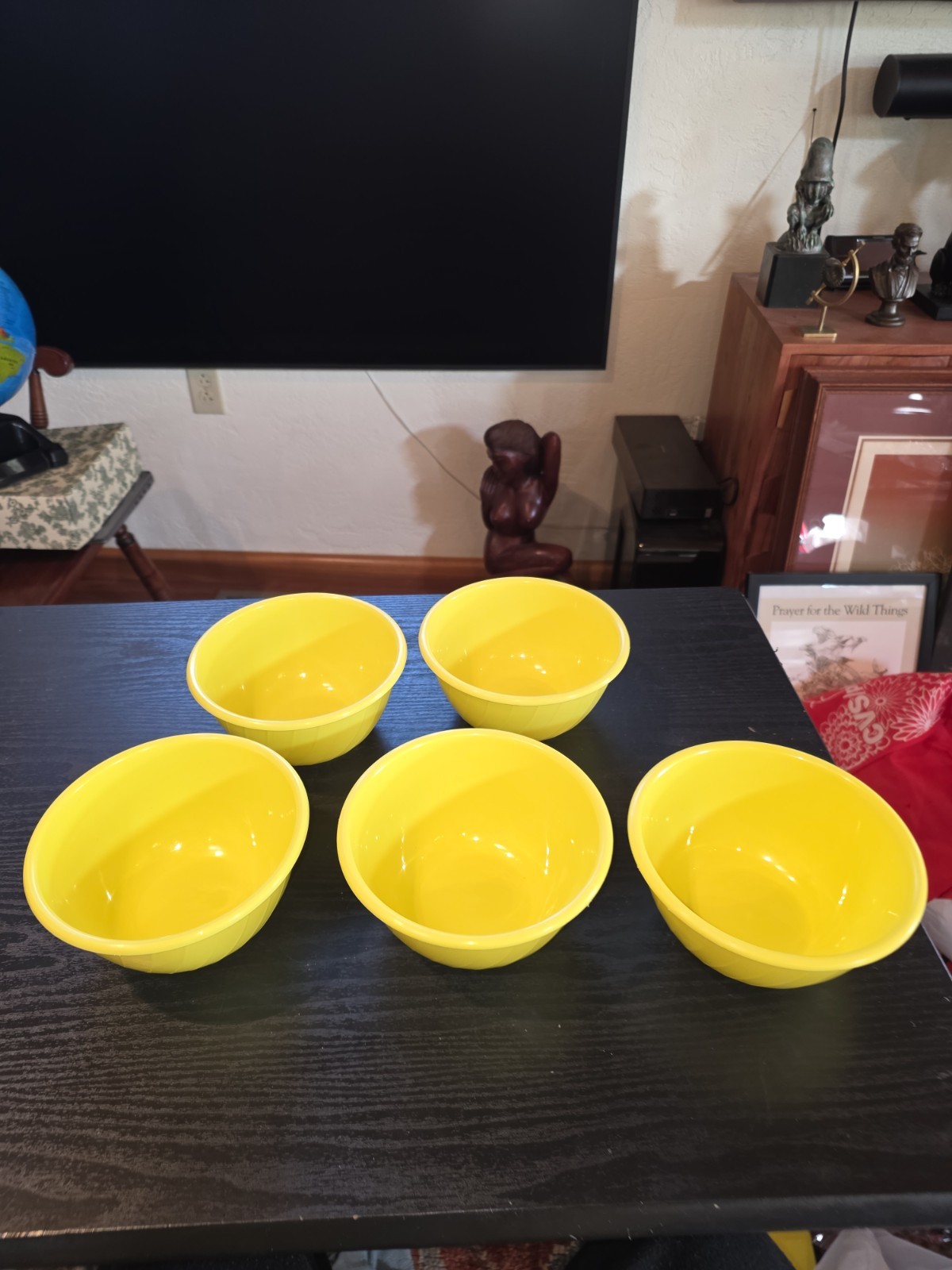 Rare Set of 5 Vintage Shamrock Neatway Swirl Bowl Yellow USA Plastic Rare Set of 5 Vintage Shamrock Neatway Swirl Bowl Yellow USA Plastic