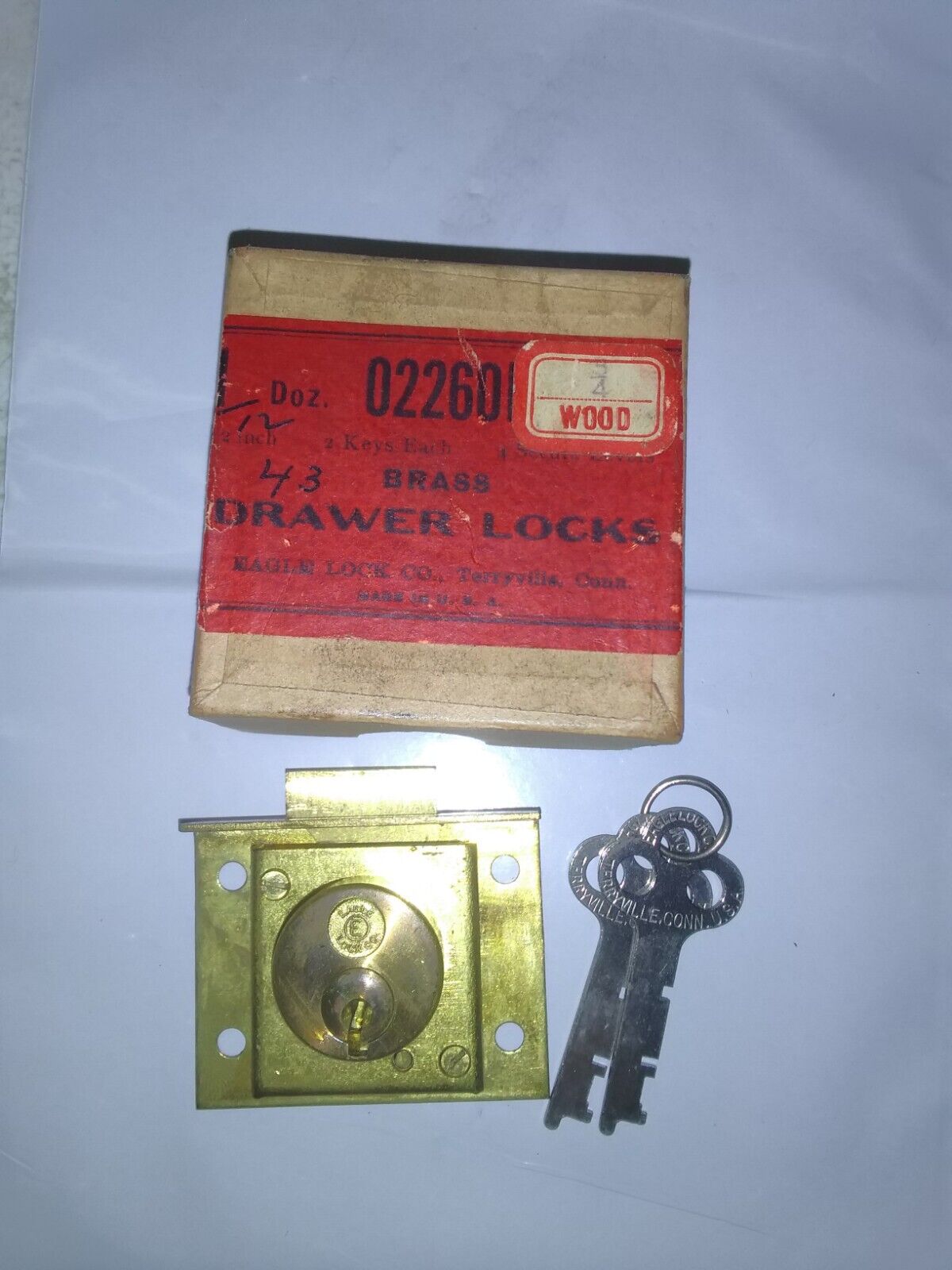 Antique Slot Machine Lock w/ 2 Keys Brass EAGLE STILL IN BOX LOOK 