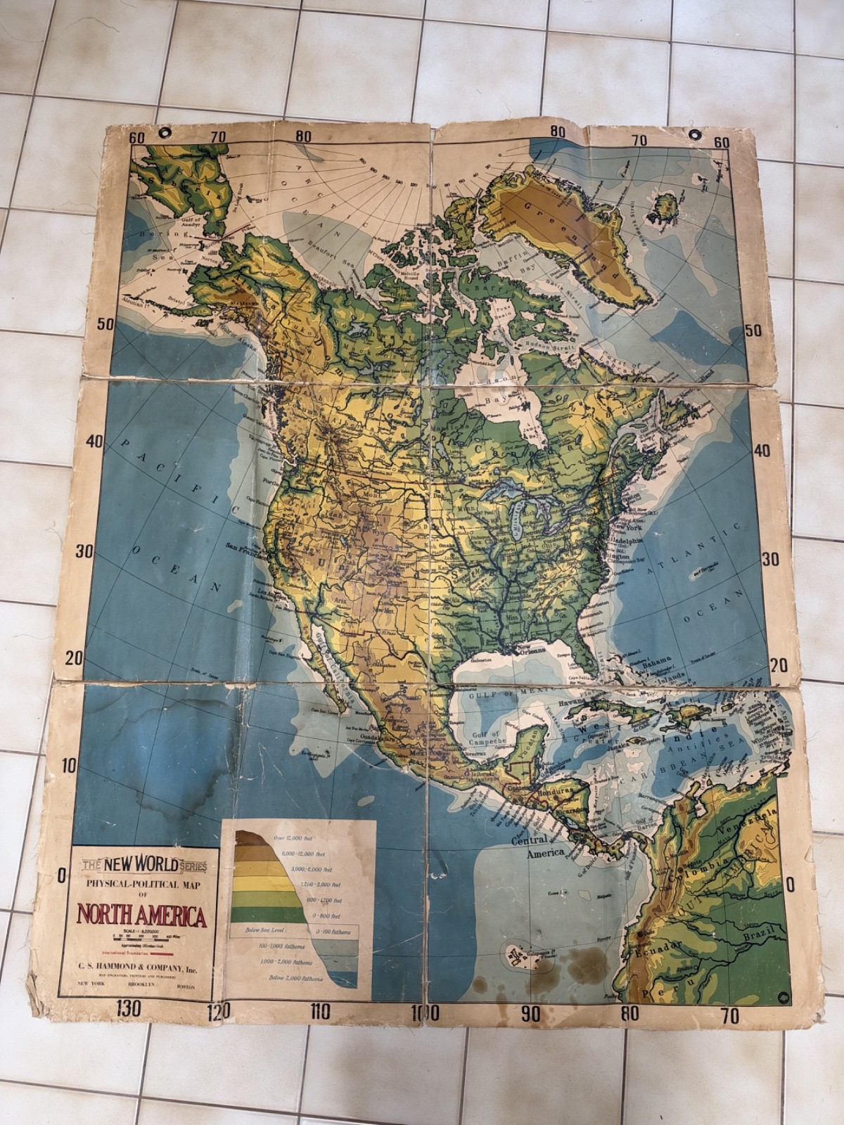Vintage C. S North America Map Large 41" x 51" 1920 Vintage C. S North America Map Large 41" x 51" 1920