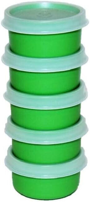 Tupperware SMIDGETS Green w/Sheer Seals ~ Mini 1 oz Containers ~ Set of 5 ~ NEW