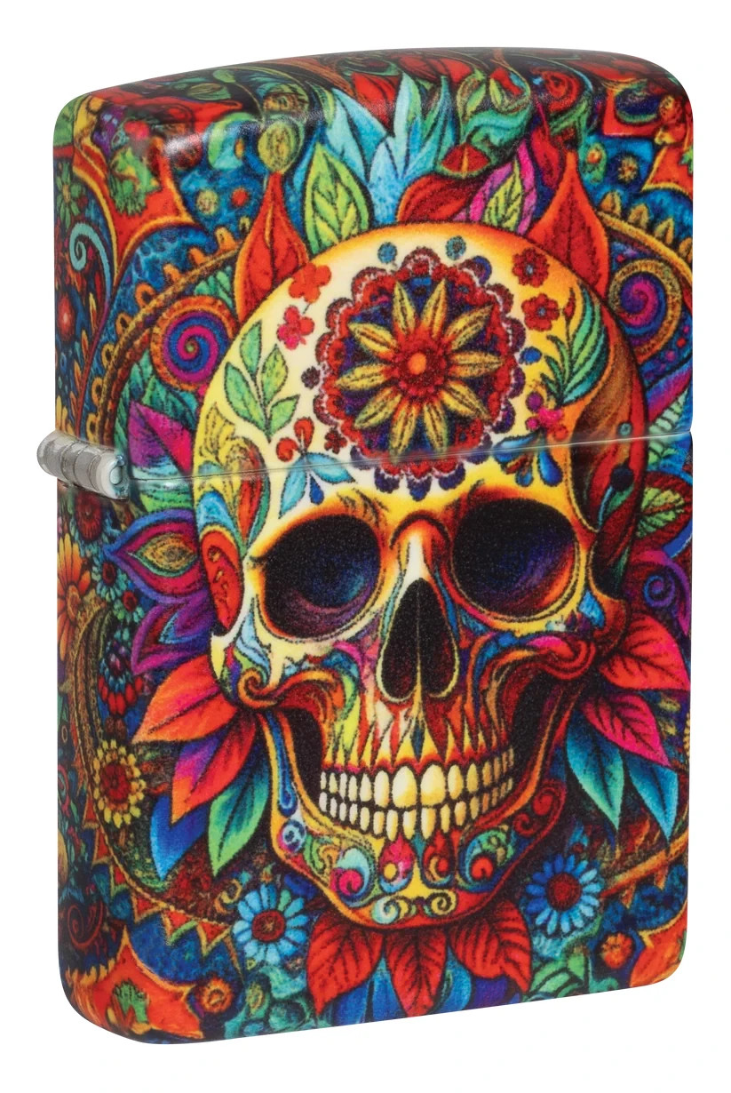 Zippo 47263, Colorful Skull Design, 540 Color Process-2 Sided Lighter, NEW