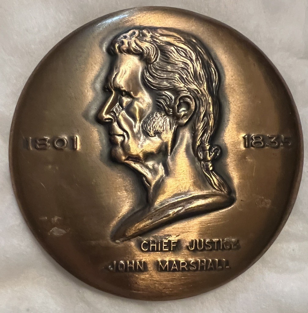 Vintage John Marshall Chief Justice Bronze Medallion West Pub. Supreme Court Vintage John Marshall Chief Justice Bronze Medallion West Pub. Supreme Court