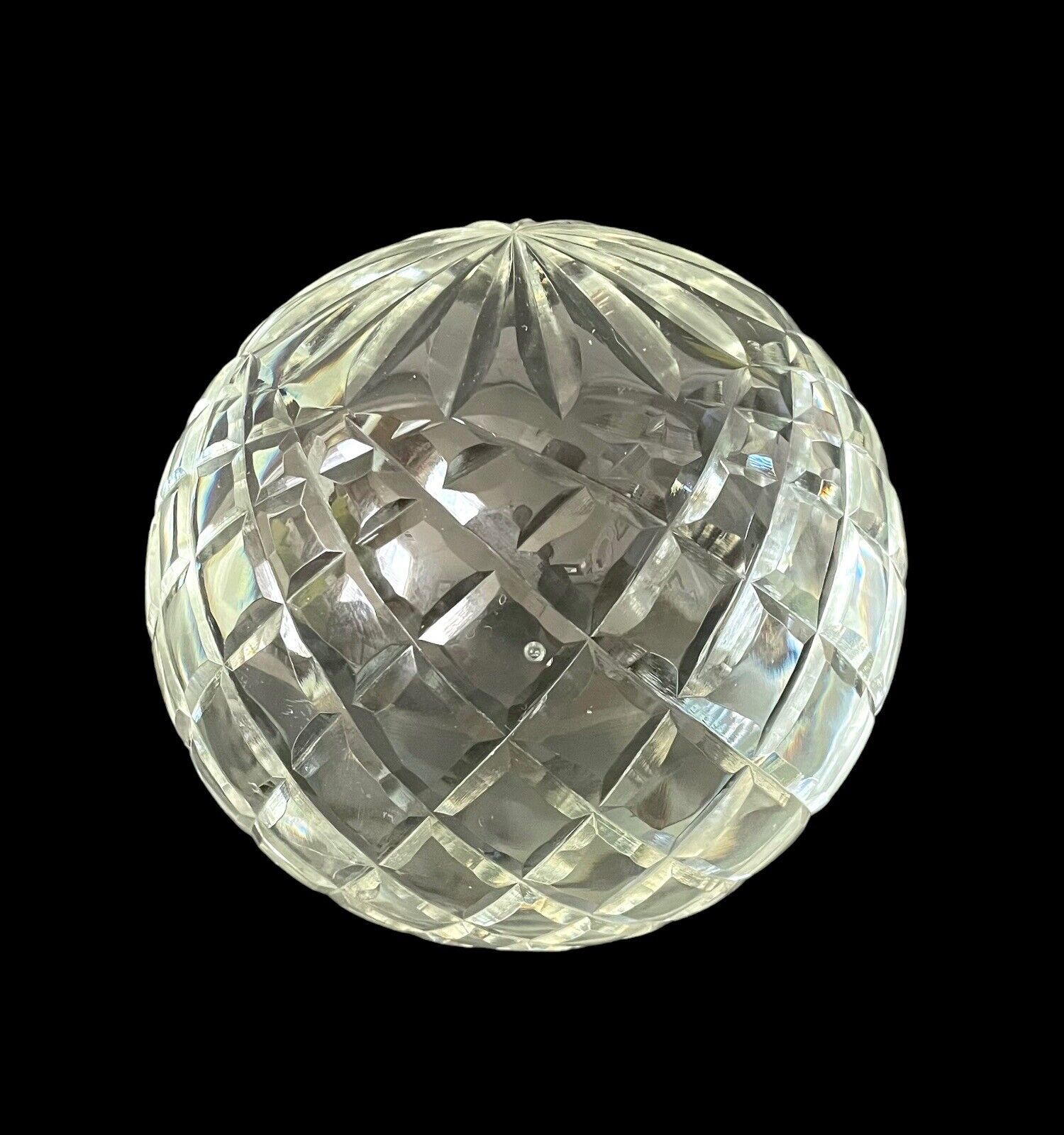 Cut Crystal Ball Sphere Clear Round Ball Paperweight 4.5”