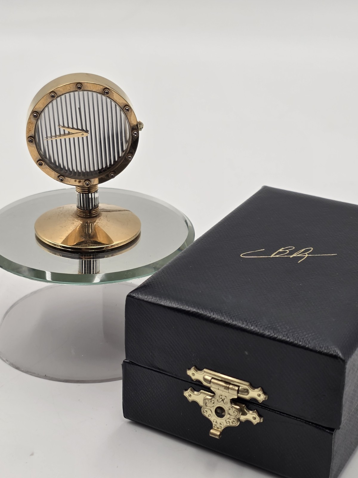 Ultra Rare Vintage Bernard Richards Paris France Luxury Desk Clock Original Box