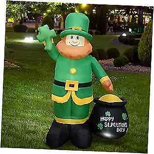  6FT H St. Patrick\'s Day Inflatable 6FT St. Patrick\'s Day Green Leprechaun