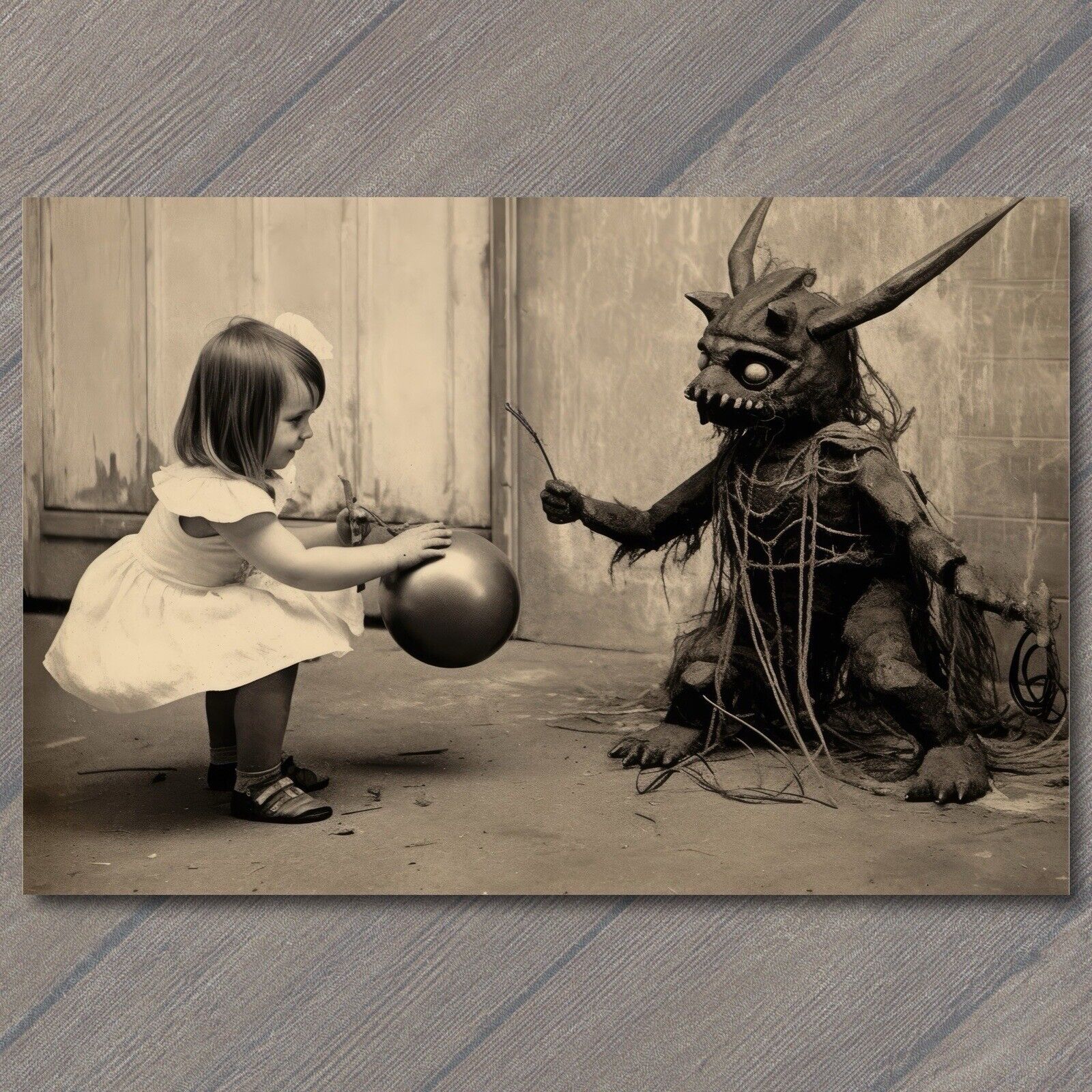 🎃👻POSTCARD: Weird Child Scary Vintage Halloween Monster Cult Unusual Unreal