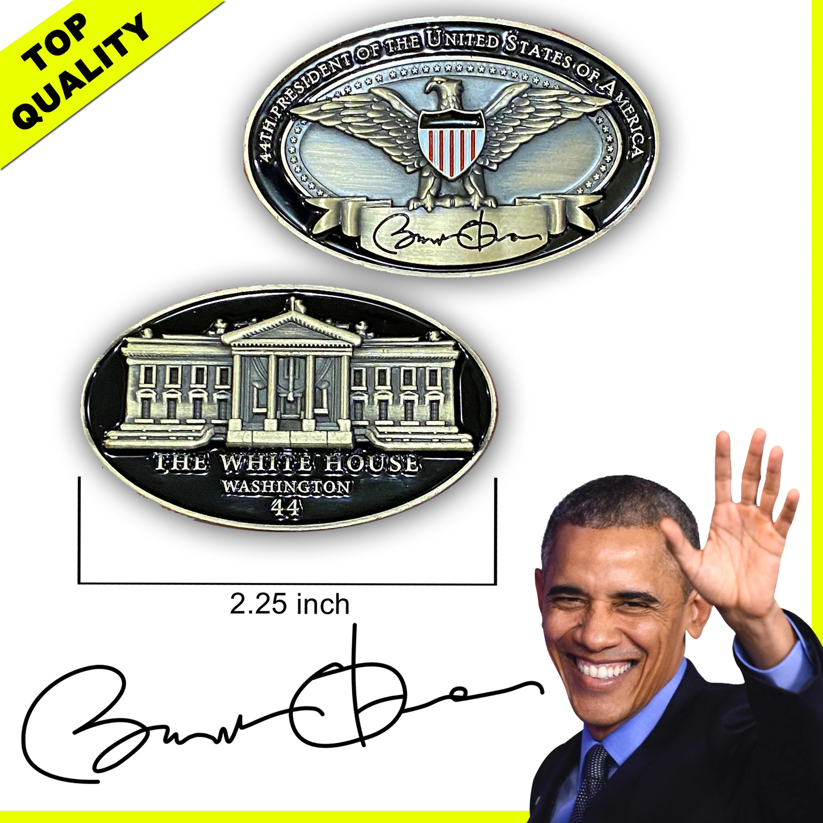F-023 44th President Barack Obama White House Eagle signed Challenge Coin