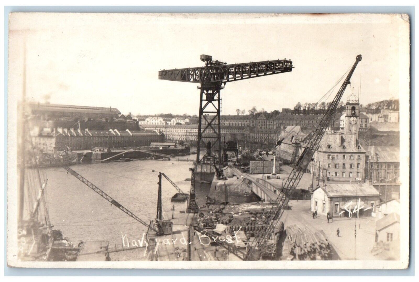c1910\'s View Of Navy Yard Brest France Unposted Antique RPPC Photo Postcard