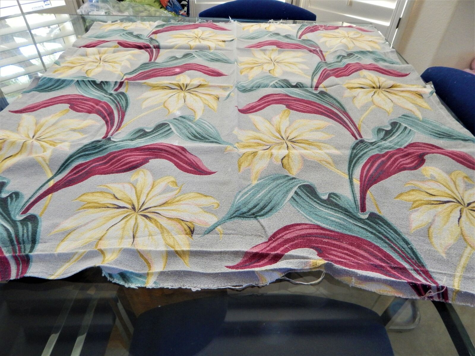 40\'s Barkcloth Tropical Fabric (2 Pieces) South Beach