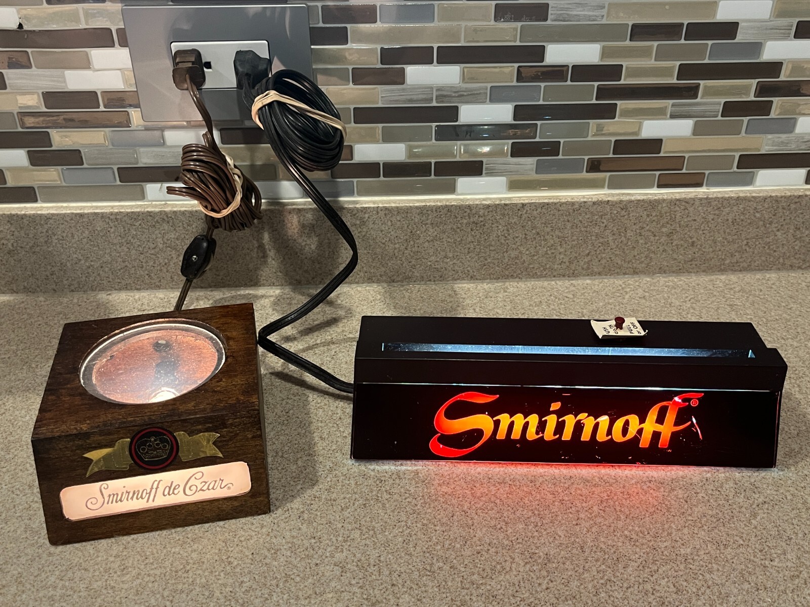Set of 2 Vintage 1970s Smirnoff de Czar Vodka Bar Lights TESTED & WORKS - RARE