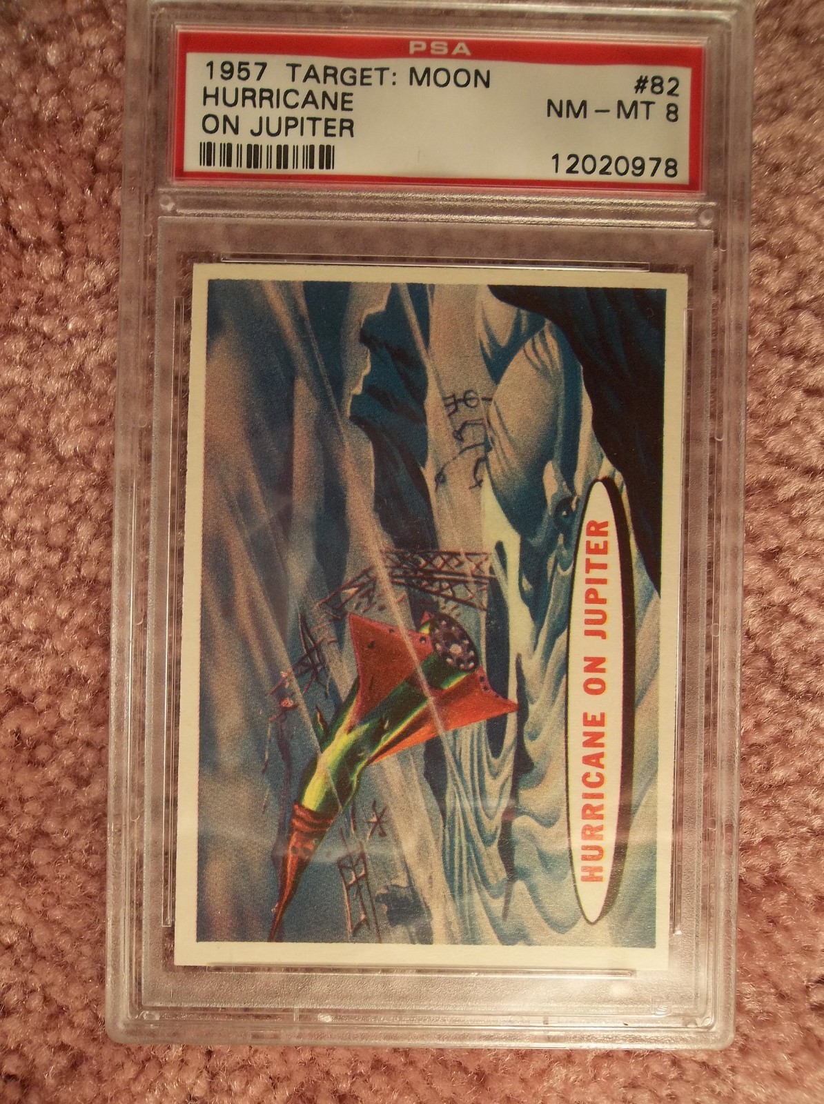1957 TOPPS TARGET MOON # 82 HURRICANE ON JUPITER PSA 8 GRADED SPACE AGE RELIC 1957 TOPPS TARGET MOON # 82 HURRICANE ON JUPITER PSA 8 GRADED SPACE AGE RELIC