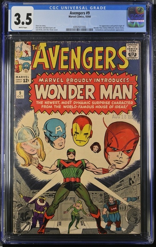 The Avengers #9 1st App of Wonderman (Marvel, 1964)---CGC 3.5 White Pages The Avengers #9 1st App of Wonderman (Marvel, 1964)---CGC 3.5 White Pages