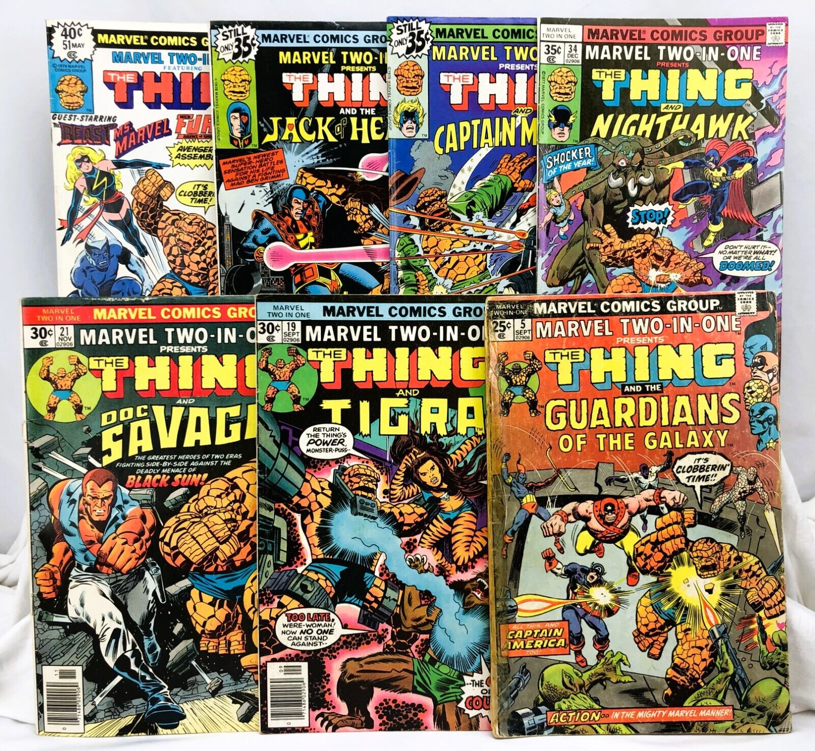 Marvel Two-In-One #5, 19, 21, 34, 45, 48, 51 (1974-79, Marvel) 7 Issue Lot