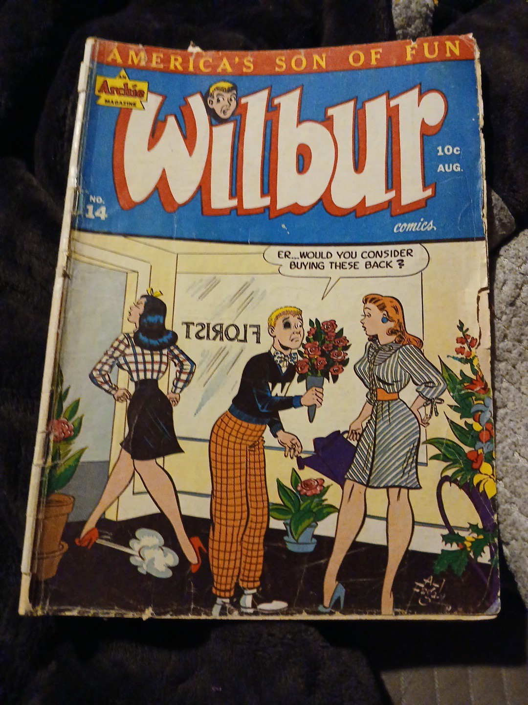 WILBUR COMICS #14 ARCHIE Magazine 1947 FLORIST COVER Golden Age Katy Keene App WILBUR COMICS #14 ARCHIE Magazine 1947 FLORIST COVER Golden Age Katy Keene App
