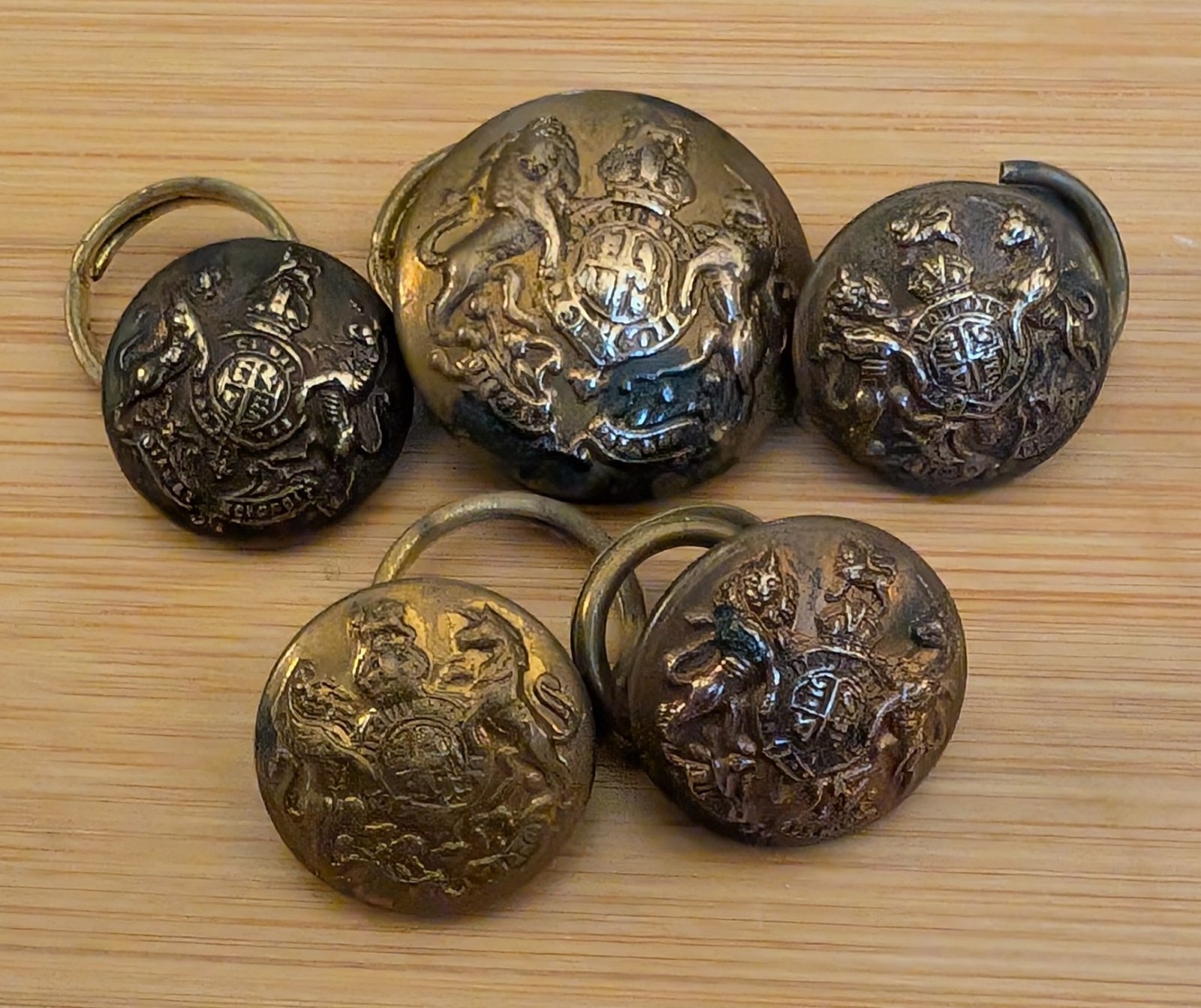 vintage British military General Service brass buttons x5