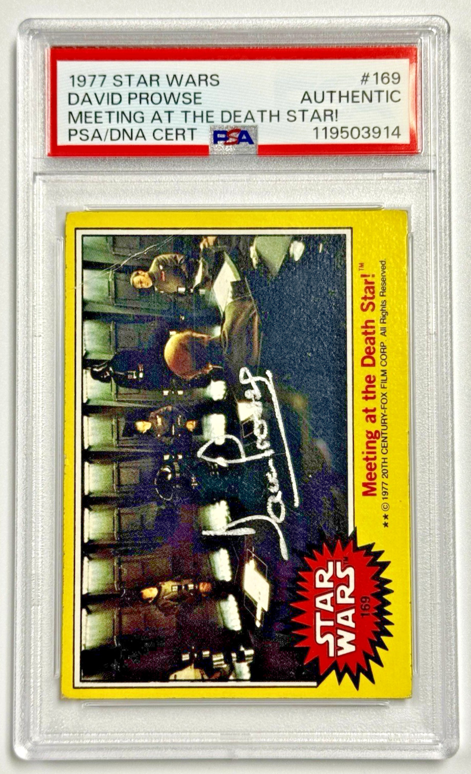 Signed Topps 1977 Star Wars David Prowse #169 Meeting at The Death Star PSA Signed Topps 1977 Star Wars David Prowse #169 Meeting at The Death Star PSA