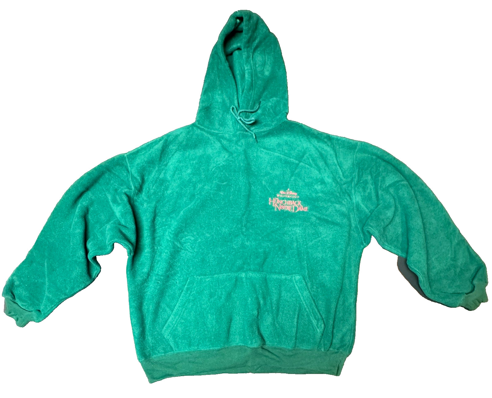 Vintage (1996) DISNEY'S HUNCHBACK OF NOTRE DAME Hooded Green Fleece Sweatshirt Vintage (1996) DISNEY'S HUNCHBACK OF NOTRE DAME Hooded Green Fleece Sweatshirt