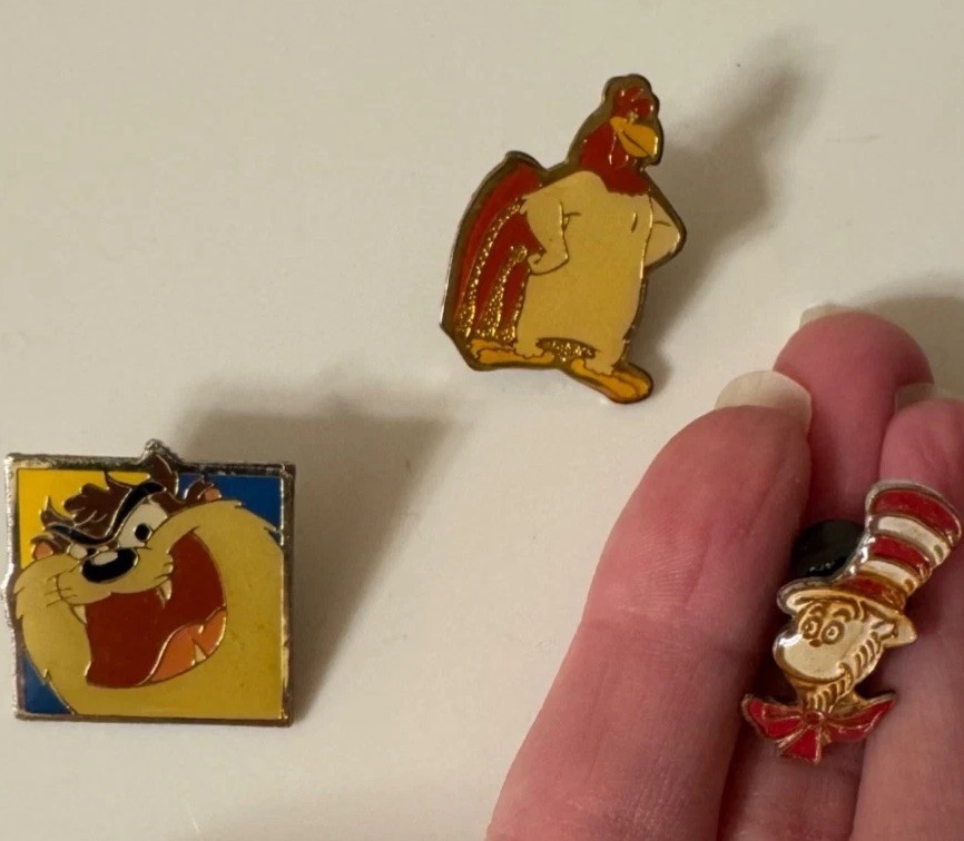 Pins- Vintage Looney Toons Character and Cat in the Hat Pins Pins- Vintage Looney Toons Character and Cat in the Hat Pins