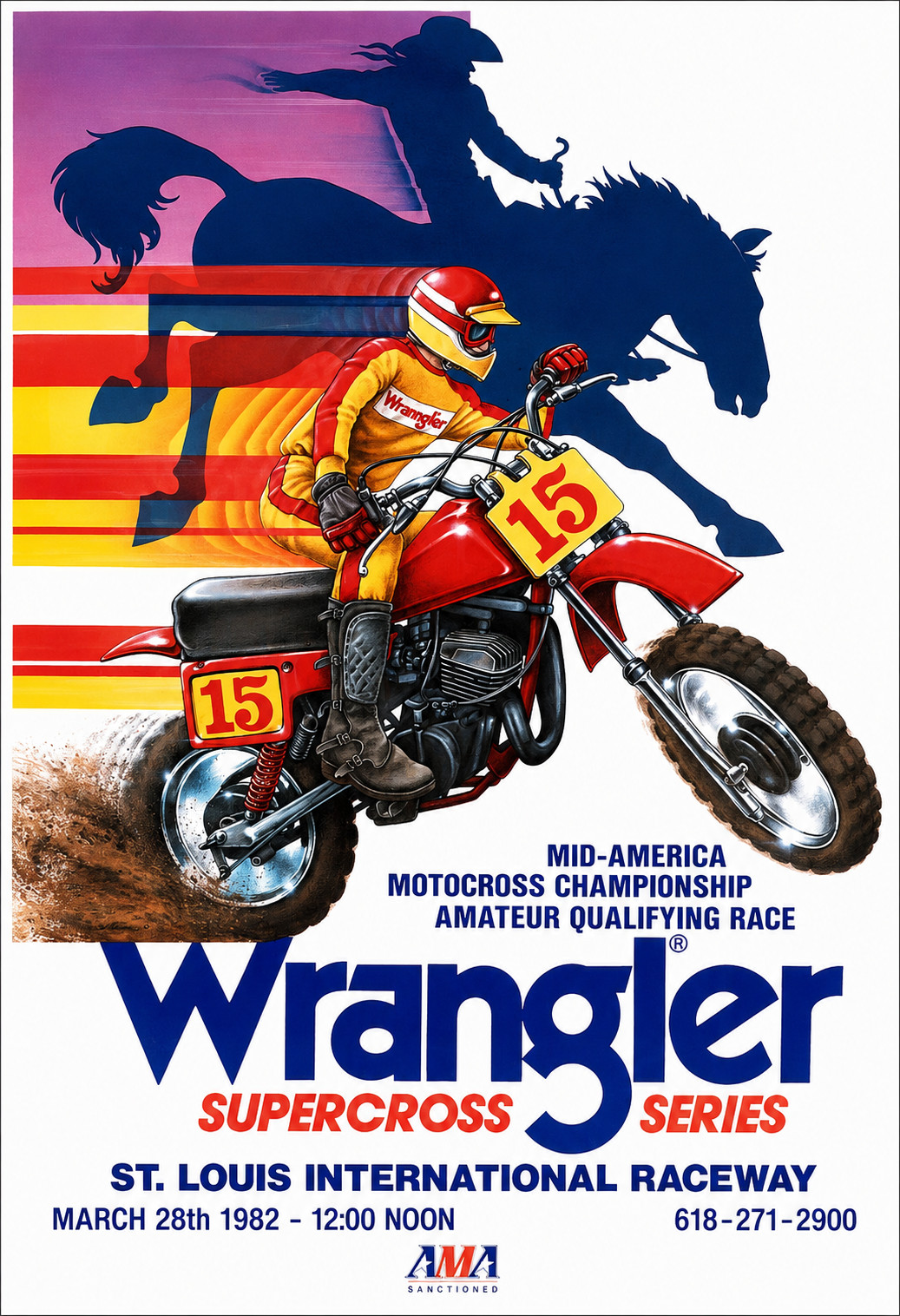 Wrangler Supercross Series 1982 Poster Vintage Motocross Racing Wall Art Print Wrangler Supercross Series 1982 Poster Vintage Motocross Racing Wall Art Print