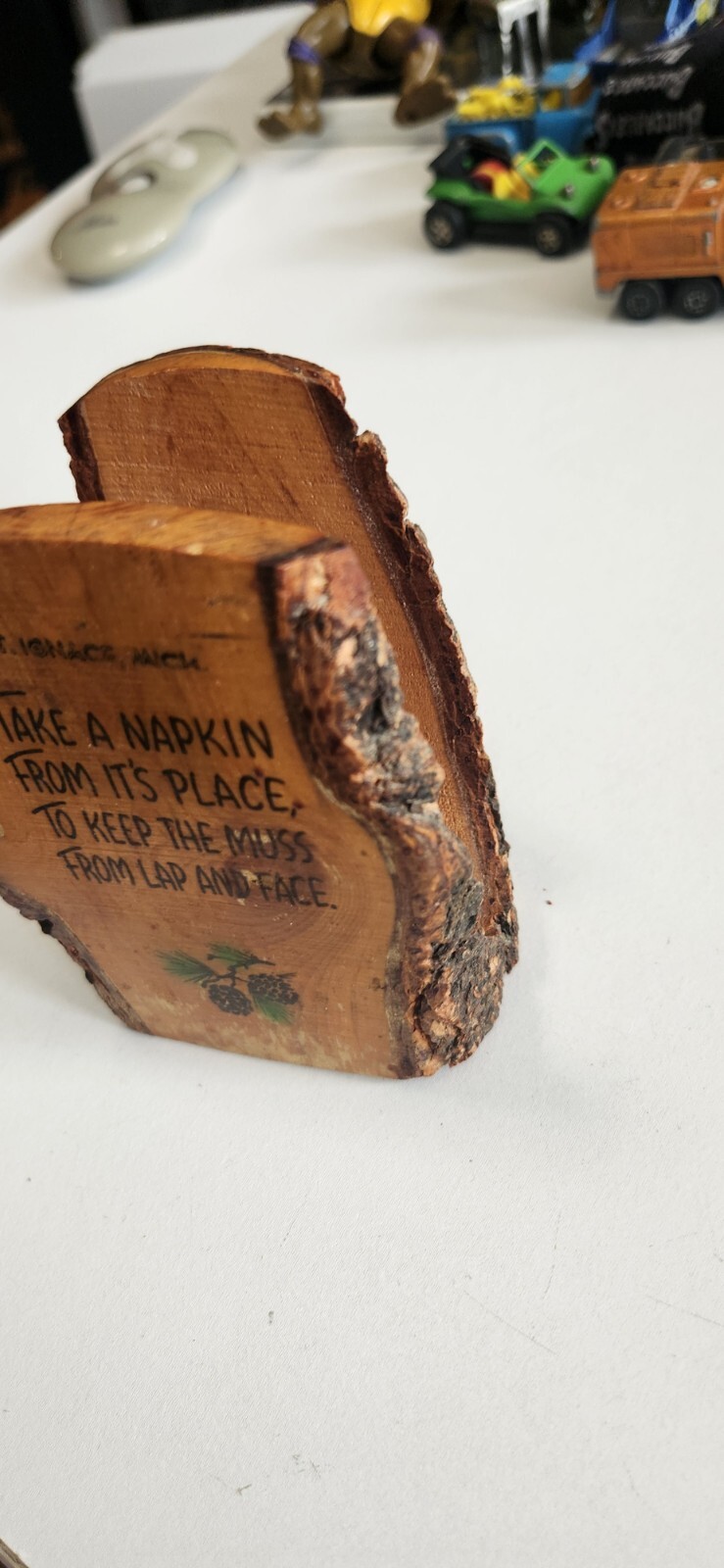 Vintage St. Ignace, Mich Souvenir Napkin Holder From Hand Crafted Wood Sealed Vintage St. Ignace, Mich Souvenir Napkin Holder From Hand Crafted Wood Sealed