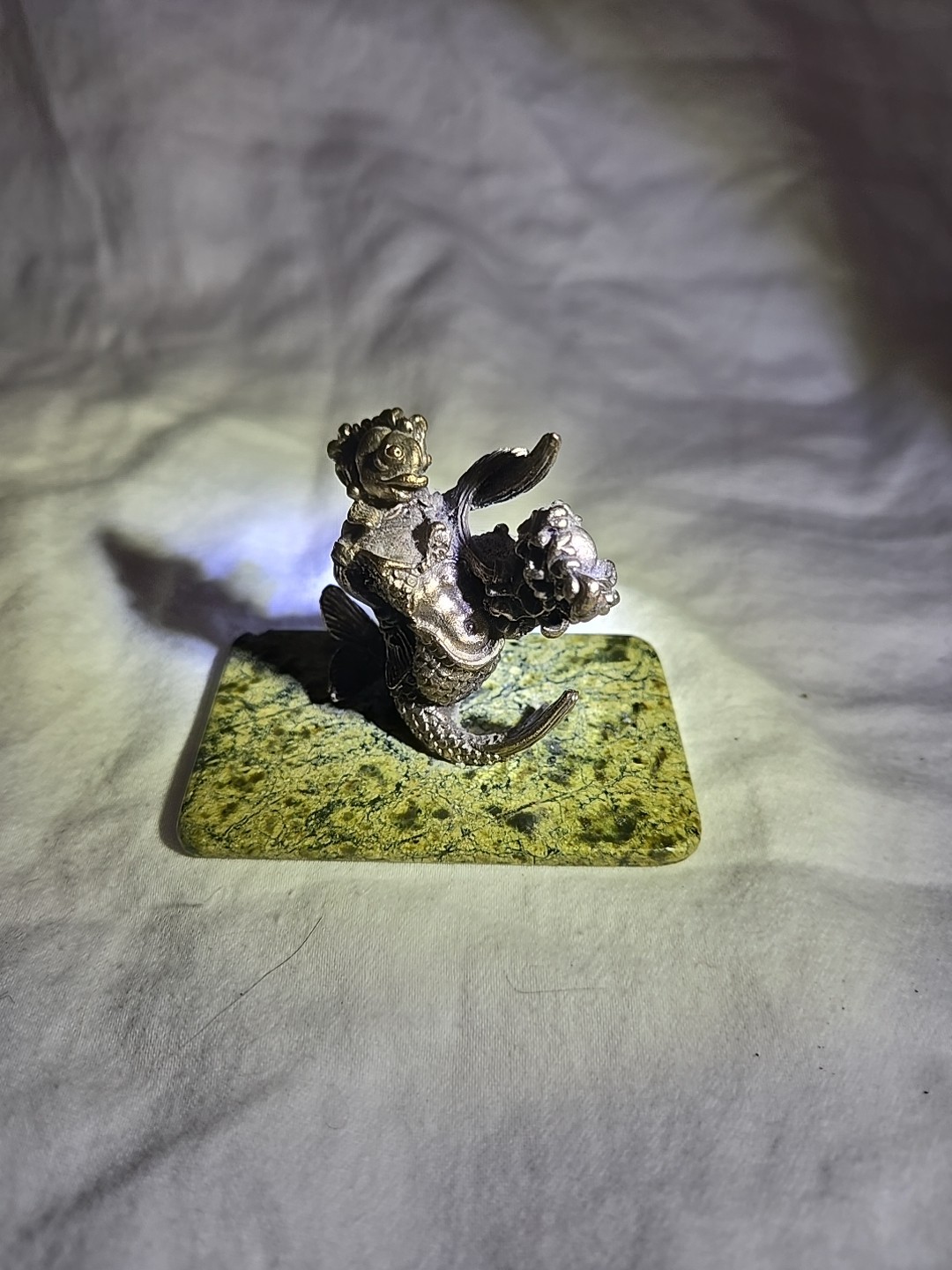 LOOK RARE Antique Art Nouveau Ornate Bronze Figures 2 SIRENS/MERMAIDS Entwined 