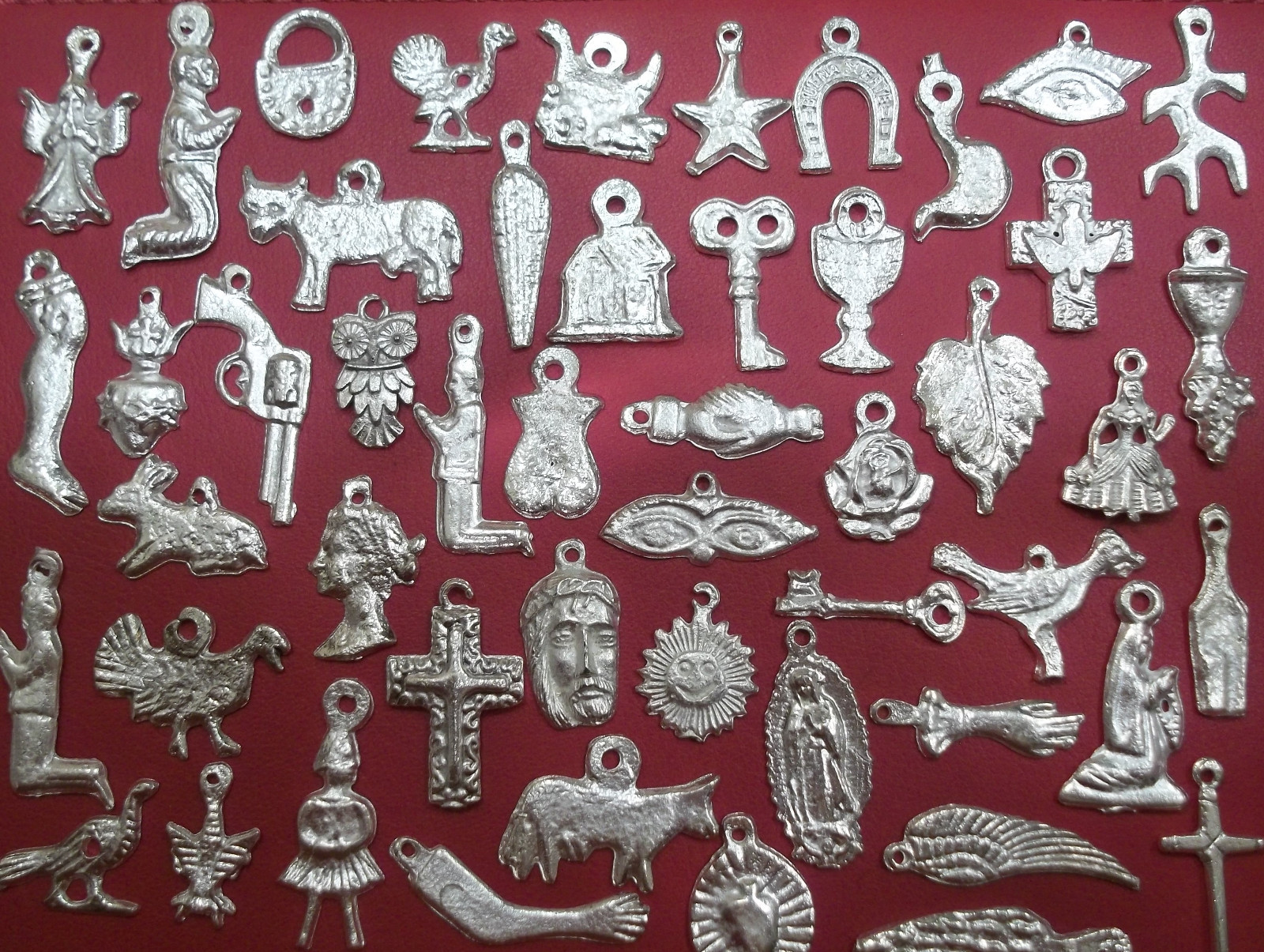 100 Milagro Charms Mexican Folk Art SILVER Exvoto Nicho Retablo 100 Milagro Charms Mexican Folk Art SILVER Exvoto Nicho Retablo