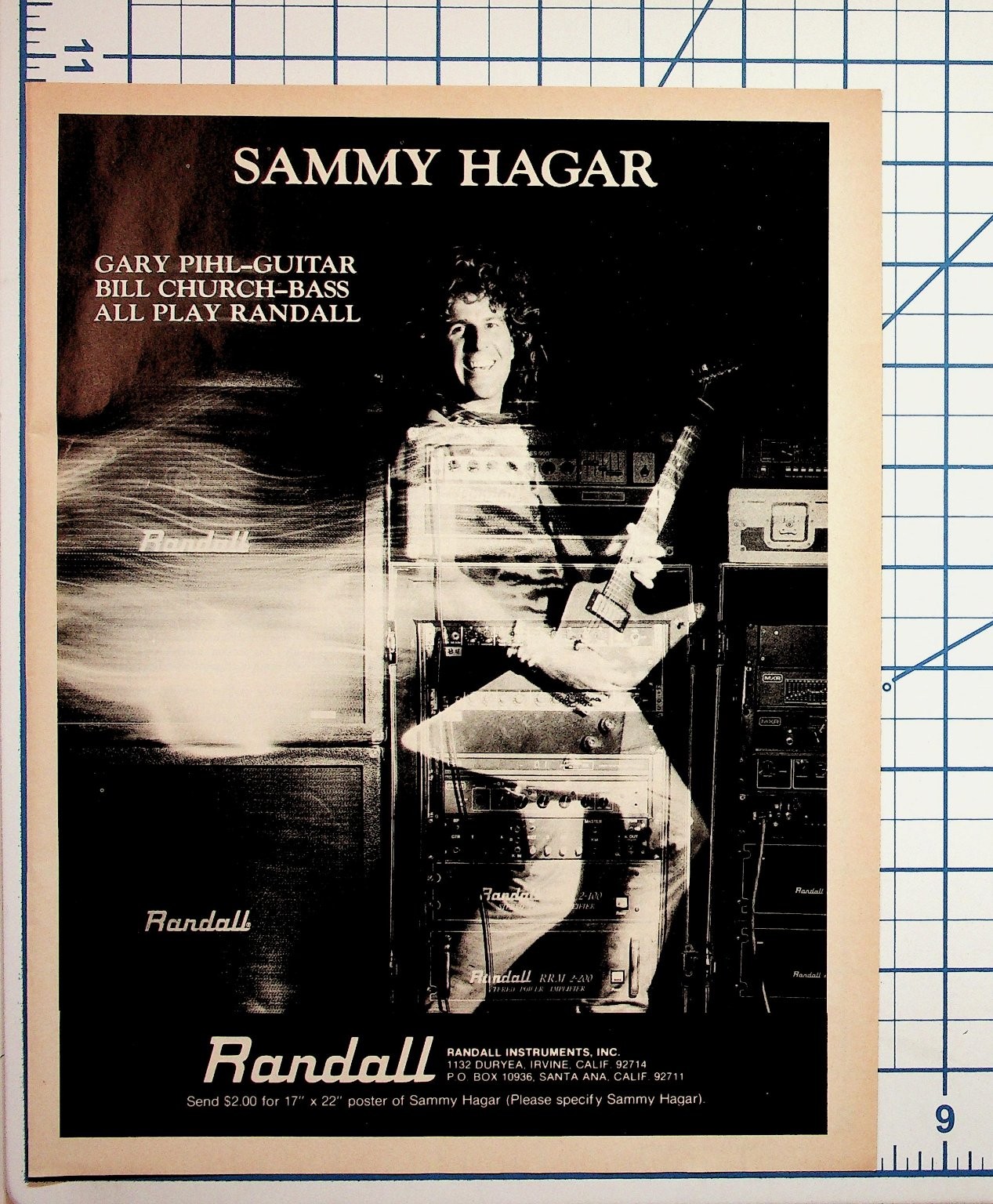 Sammy Hagar Randall Amps Vintage Magazine Ad Gary Pihl Bill Church Guitar Bass Sammy Hagar Randall Amps Vintage Magazine Ad Gary Pihl Bill Church Guitar Bass