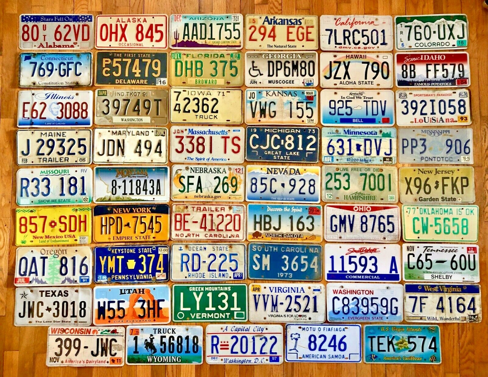 50 State Set of License Plates + USVI, DC, and American Samoa - Craft Condition 50 State Set of License Plates + USVI, DC, and American Samoa - Craft Condition