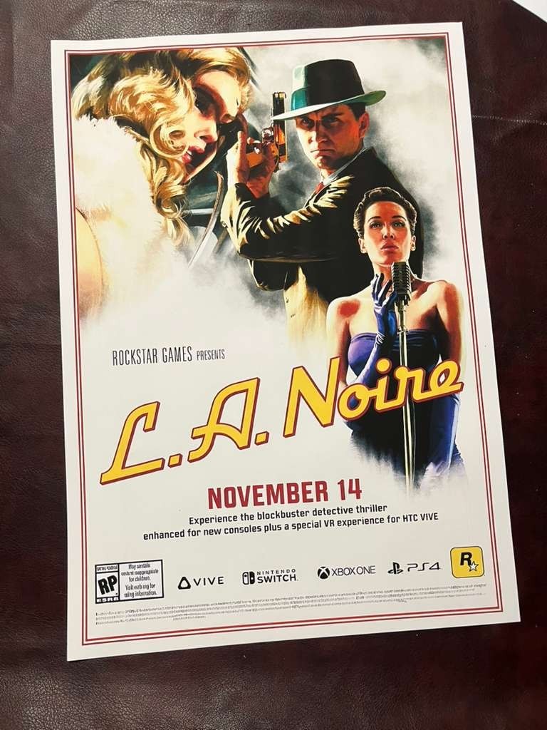Rockstar Games LA Noire Movie Repro Print Poster US shipping Rockstar Games LA Noire Movie Repro Print Poster US shipping