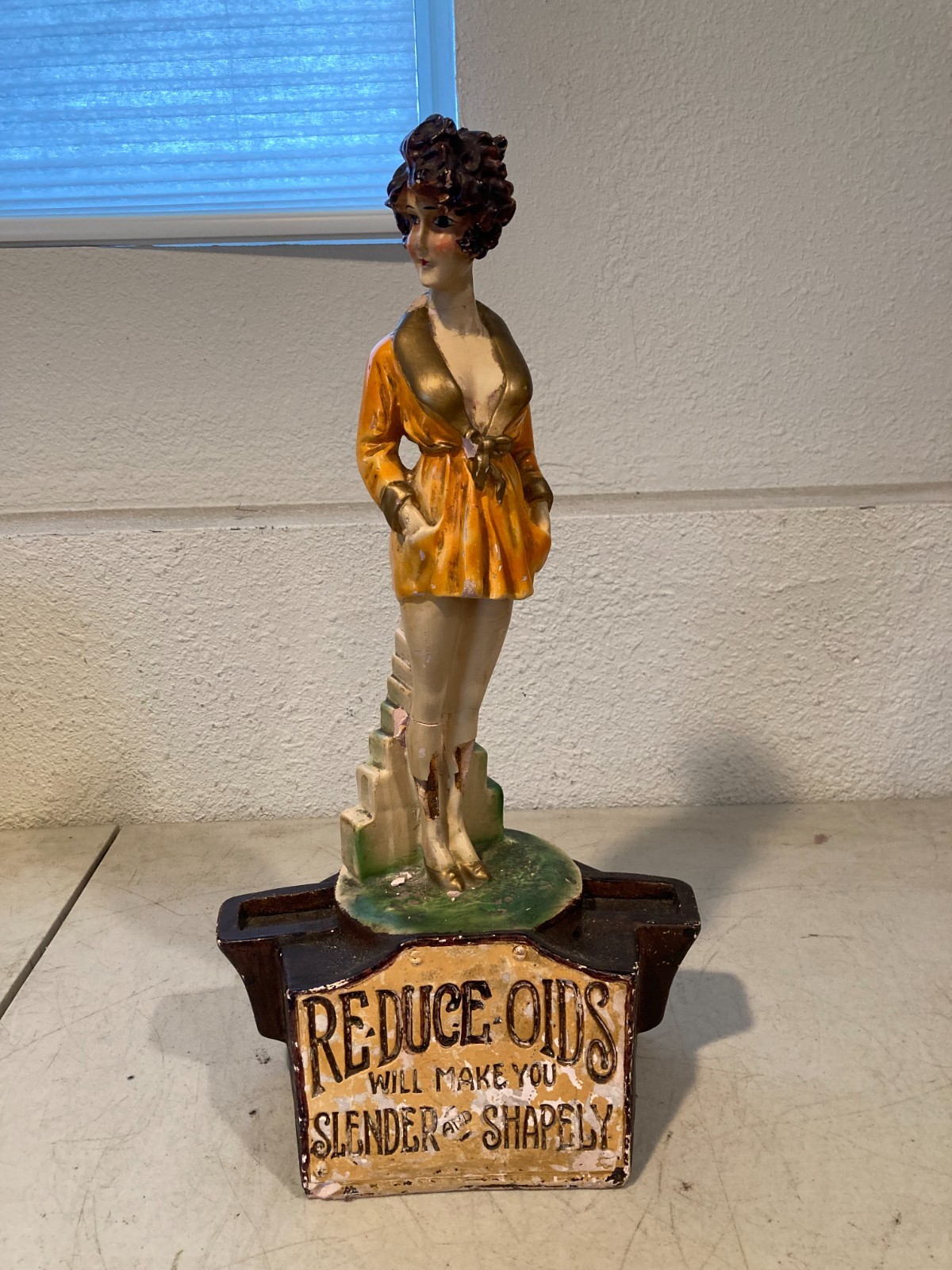 Rare 1920s Re-Duce-Oids Art Deco Flapper ChalkAdvertising Store Display Rare 1920s Re-Duce-Oids Art Deco Flapper ChalkAdvertising Store Display