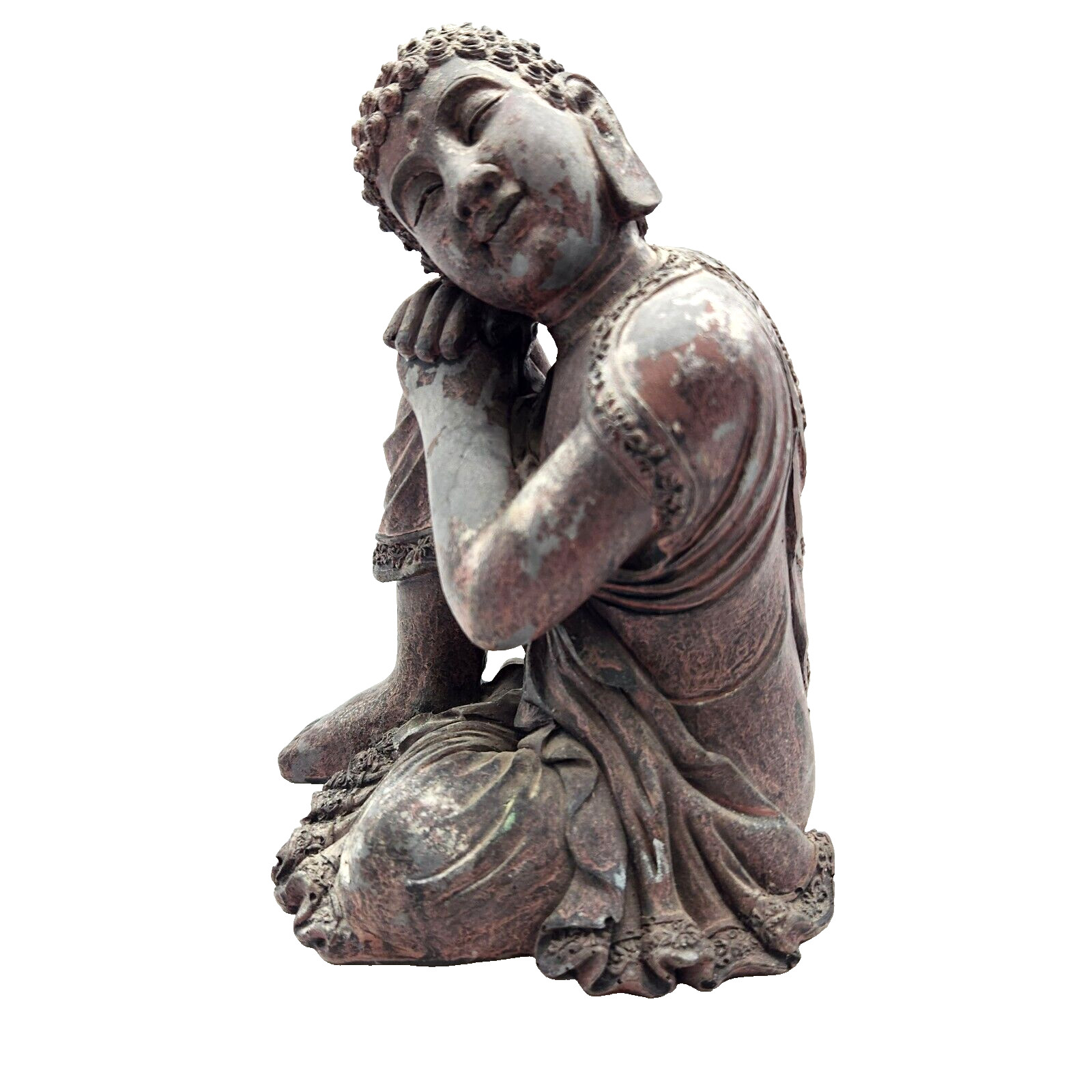Distressed Budda Garden figurine Clay Signed 2011 BRPP 7" Shakyamuni Amitabha