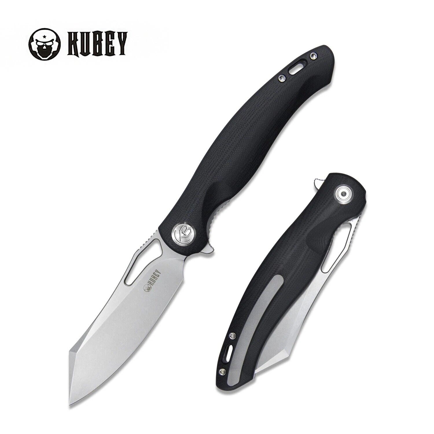Kubey Drake Folding Knife Black G10 Handle 14C28N Plain Edge Sandblast KB239E