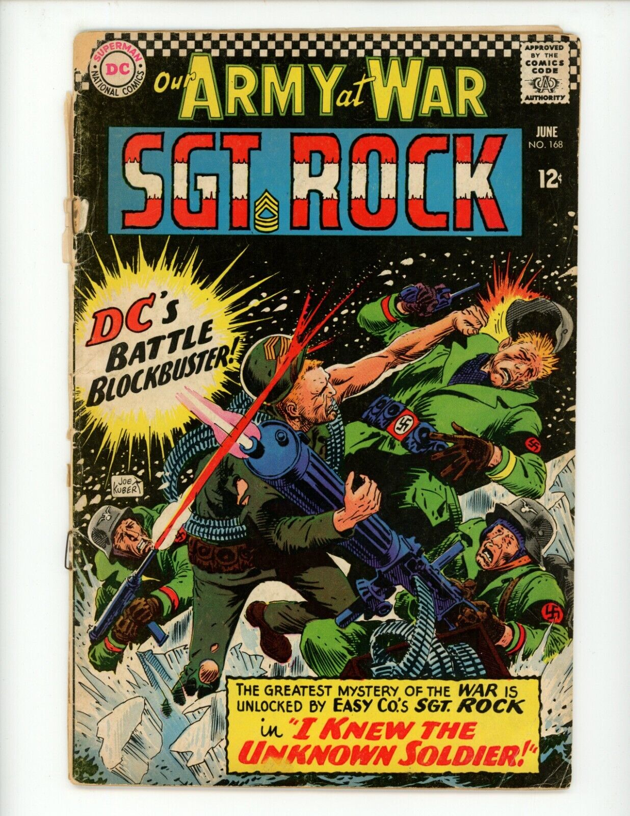 Our Army at War #168 Comic 1966 FR- Low Grade 1st App Unknown Soldier Key