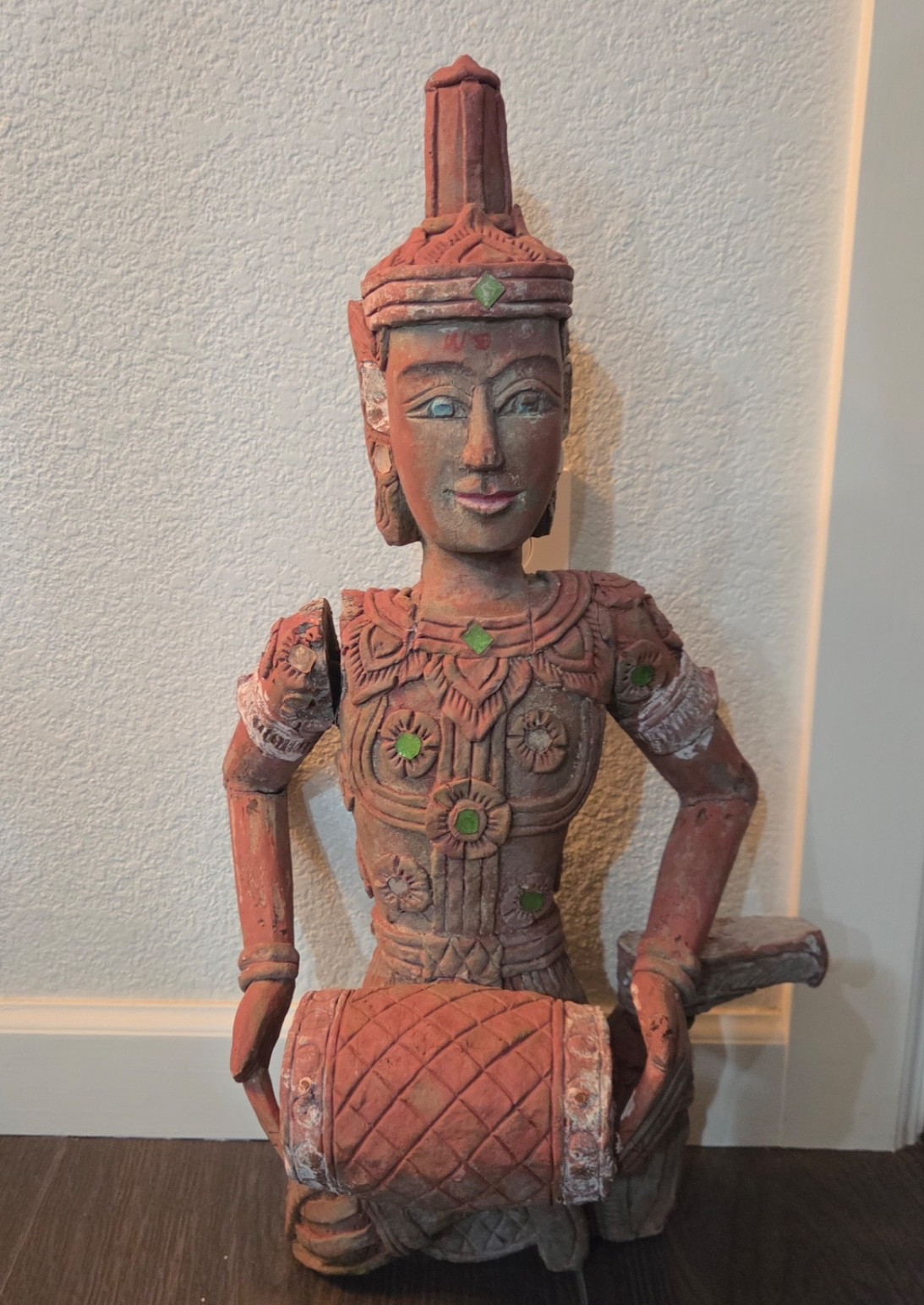 Vintage Mid 20th c. Heavy Solid Teak or Rosewood Thai or Burma Musician Statute Vintage Mid 20th c. Heavy Solid Teak or Rosewood Thai or Burma Musician Statute
