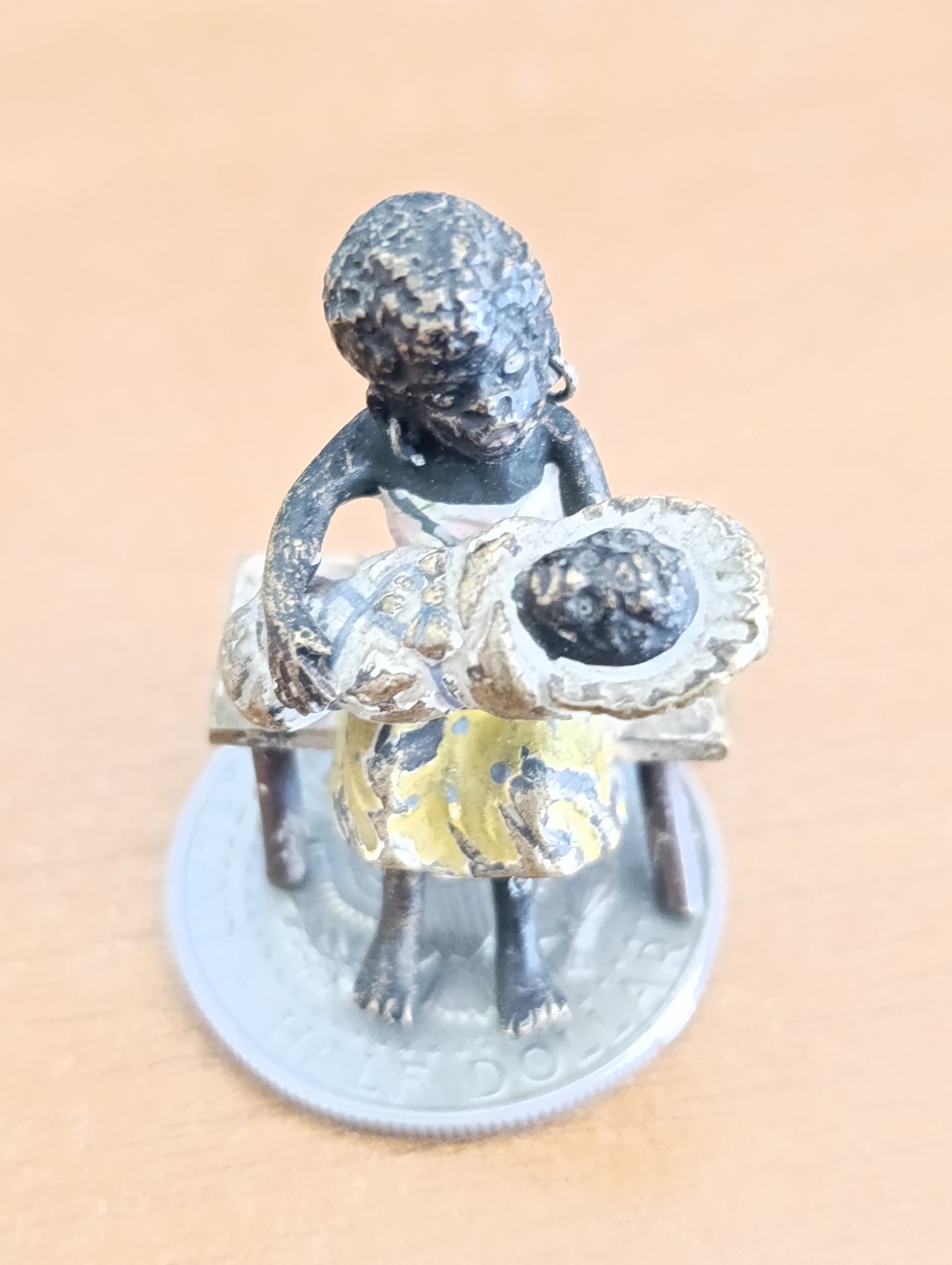 Antique Vienna Cold Painted Bronze Mother & Baby Miniature Austria c.1900 3.2cm Antique Vienna Cold Painted Bronze Mother & Baby Miniature Austria c.1900 3.2cm