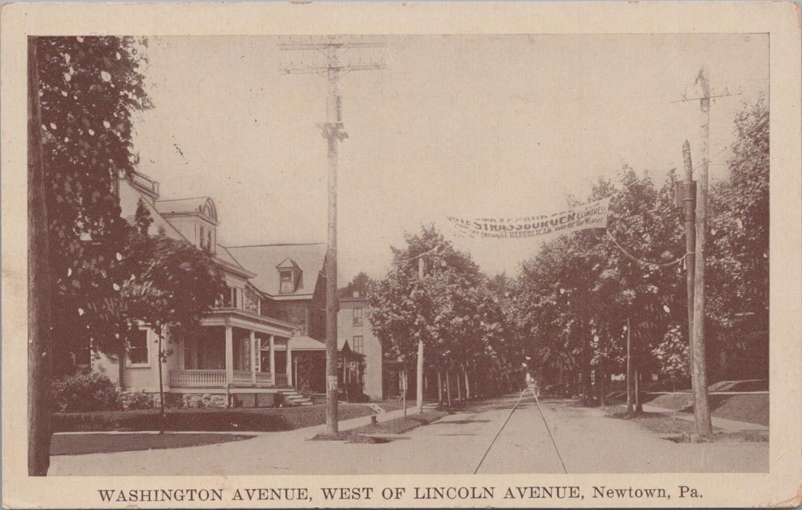 Postcard Washington Avenue West of Lincoln Avenue Newtown PA 1915 Postcard Washington Avenue West of Lincoln Avenue Newtown PA 1915