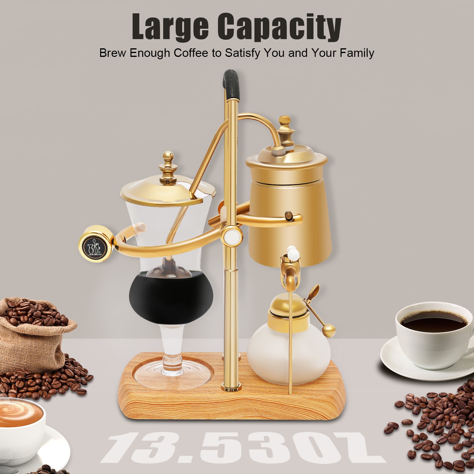 15OZ Royal Belgian Belgium Balance Syphon Coffee Maker Siphon Brewer Golden 15OZ Royal Belgian Belgium Balance Syphon Coffee Maker Siphon Brewer Golden