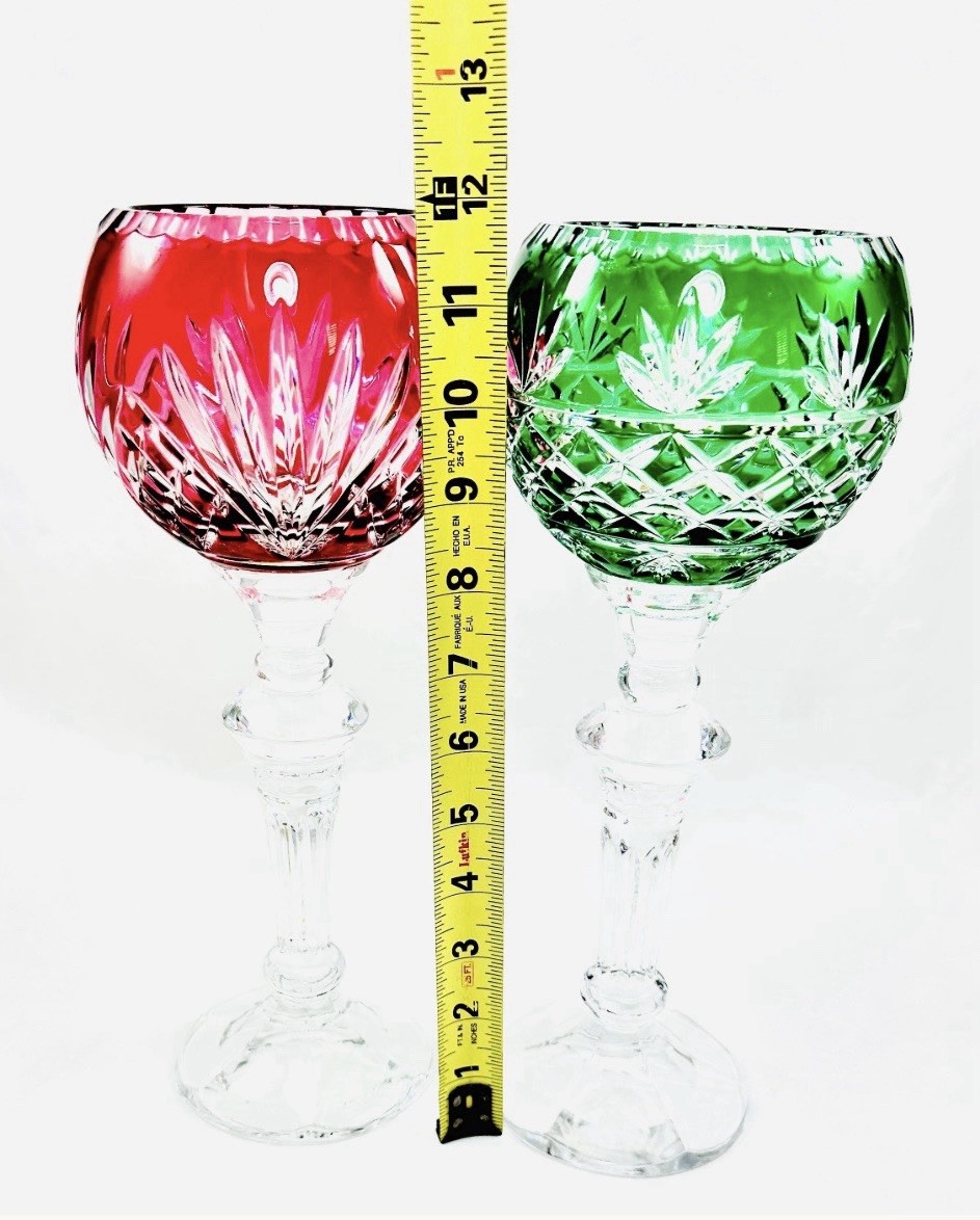 Bohemian Pair of  Tall Glass Candle Holder