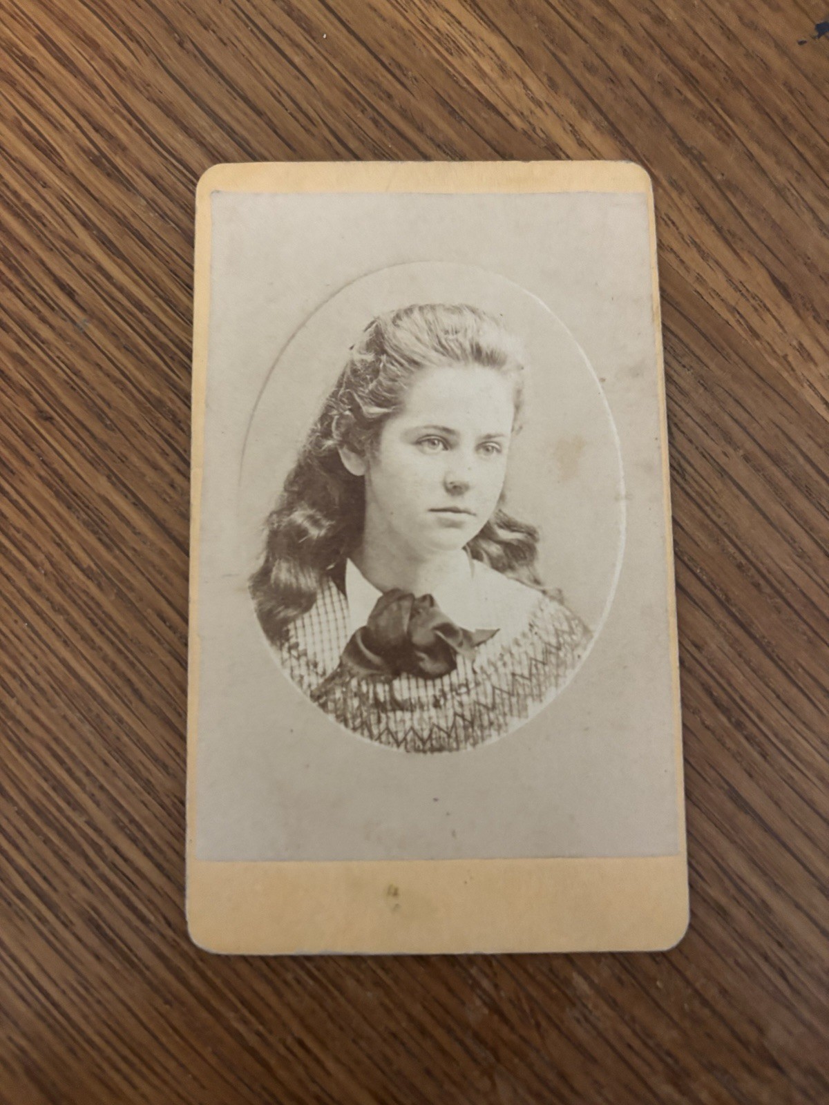 Young Girl  Dressed in Nice Clothes Cabinet Card Photo J S Woodbridge