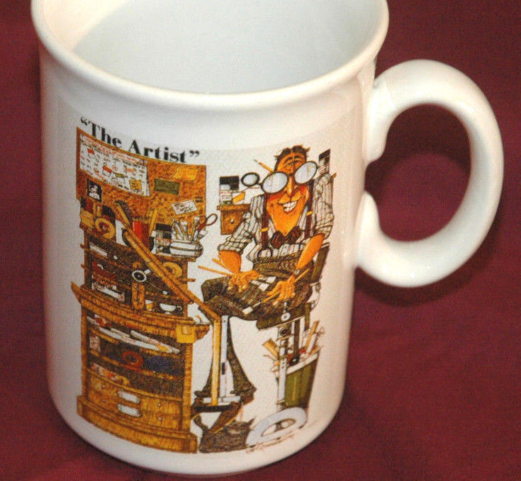VTG The Artist 3M Coffee Mug CUP Made in England RARE 70\'s UK Logo ILLUSTRATION