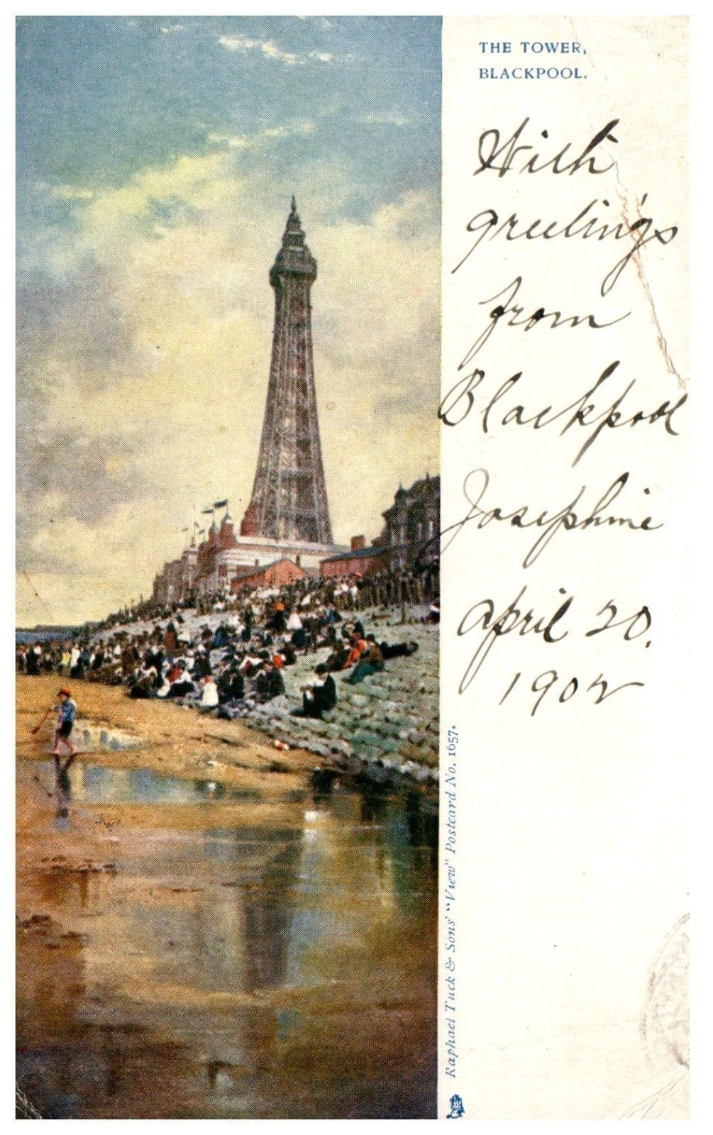 Blackpool England THE TOWER Artist Rendering Postcard Posted 1902