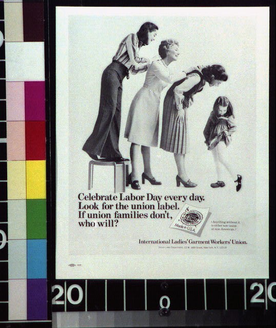 1960s 1970s International Ladies' Garment Workers Union Labor Day Poster