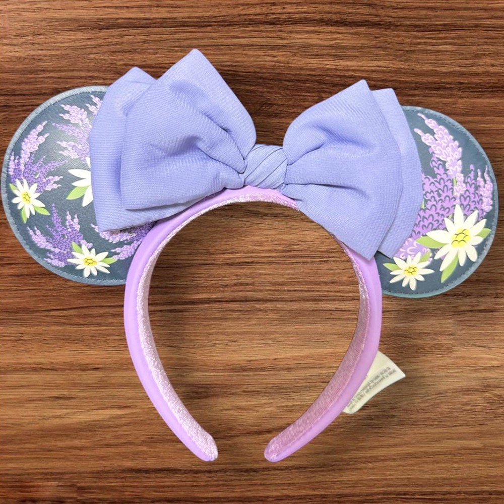 Disney Parks French Lavender Floral Purple Flowers Minnie Ears Bow Headband Disney Parks French Lavender Floral Purple Flowers Minnie Ears Bow Headband