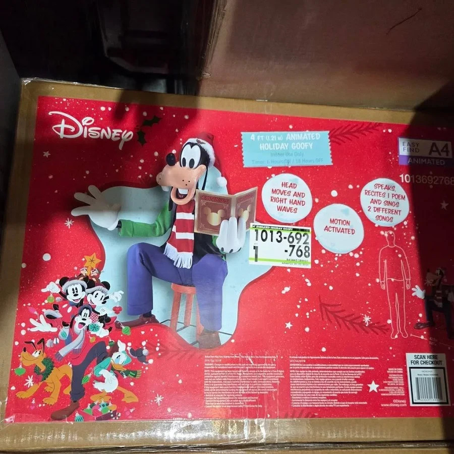 New Disney's 4Ft Animated Holiday Goofy Christmas Decor Animatronic Prop