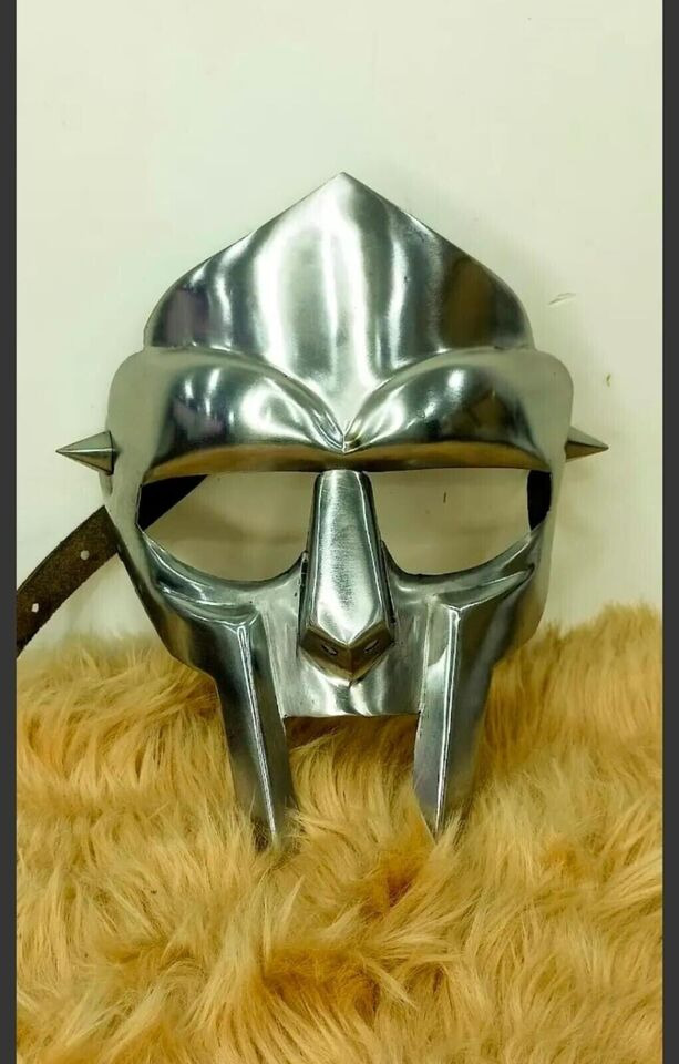 MF Doom Mask 18G Steel Gladiator Mad-villain Face Armor Medieval Helmet gift